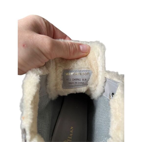 Cole Haan Platform Gray Suede Leather Ankle Wedge Boots size 8.5 - Picture 5 of 11